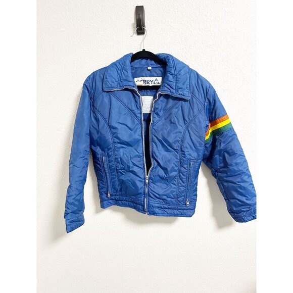 Gerry Vintage 70s Goose Down Rainbow Puffer Jacket Zip Up Made In USA Size S - Picture 1 of 5